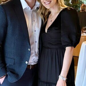 TulaRosa Black Silk Slit Maxi Dress